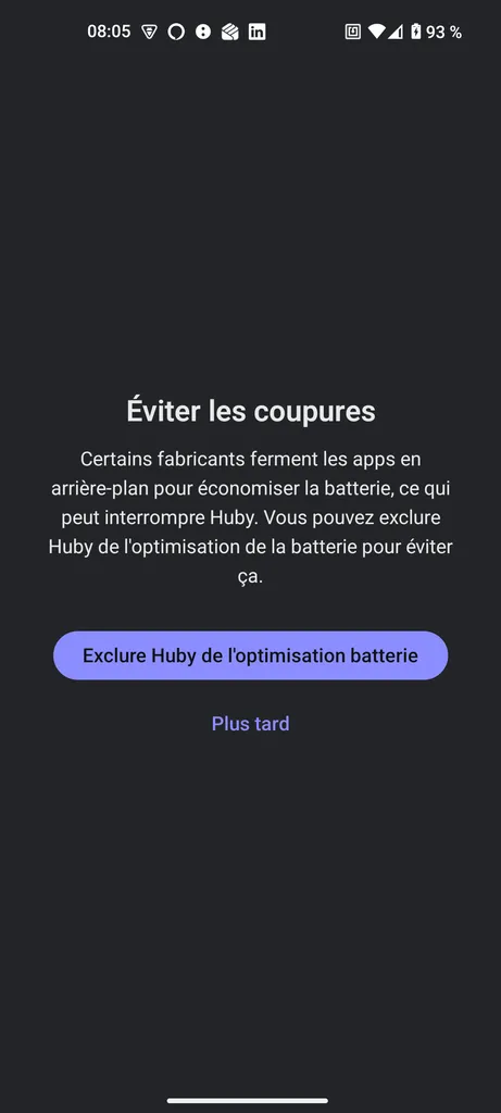 Battery optimization — excluding Huby