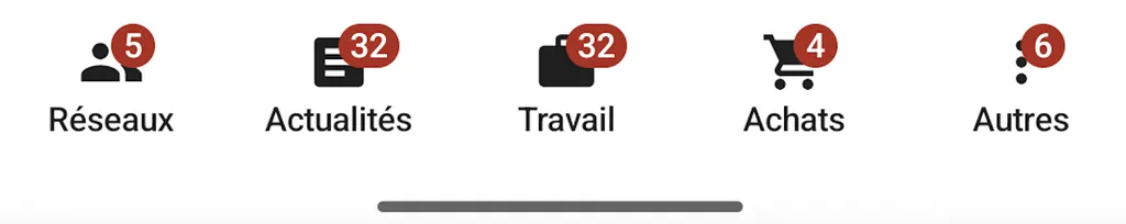 Category bar with badges