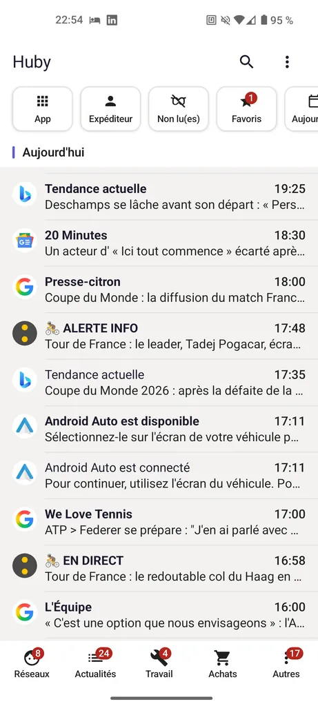 Timeline principale avec plusieurs notifications